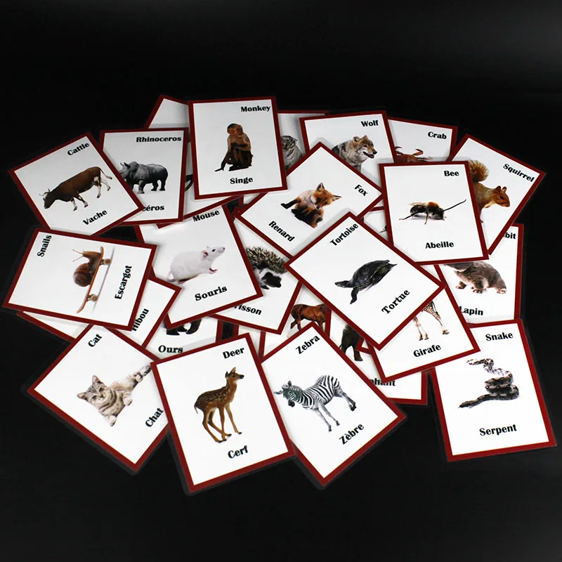 Детская головоломка Монтессори с французскими/английскими животными обучающая