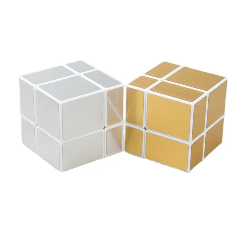 Зеркальный кубик 2x2x2 профессиональный золотистый и серебристый magico головоломка