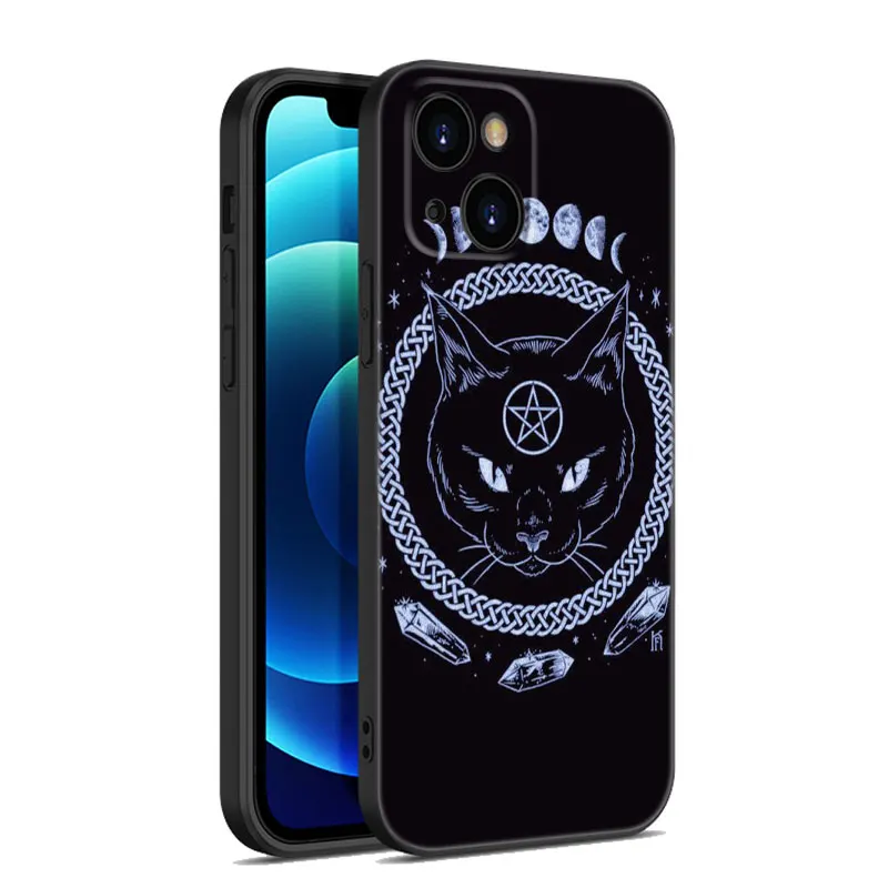 Чехол Witch and Cat для Apple iPhone 13 12 Mini 11 Pro XS Max XR X 8 7 6S 6 Plus 5S 5 SE 2020 мягкий черный чехол из