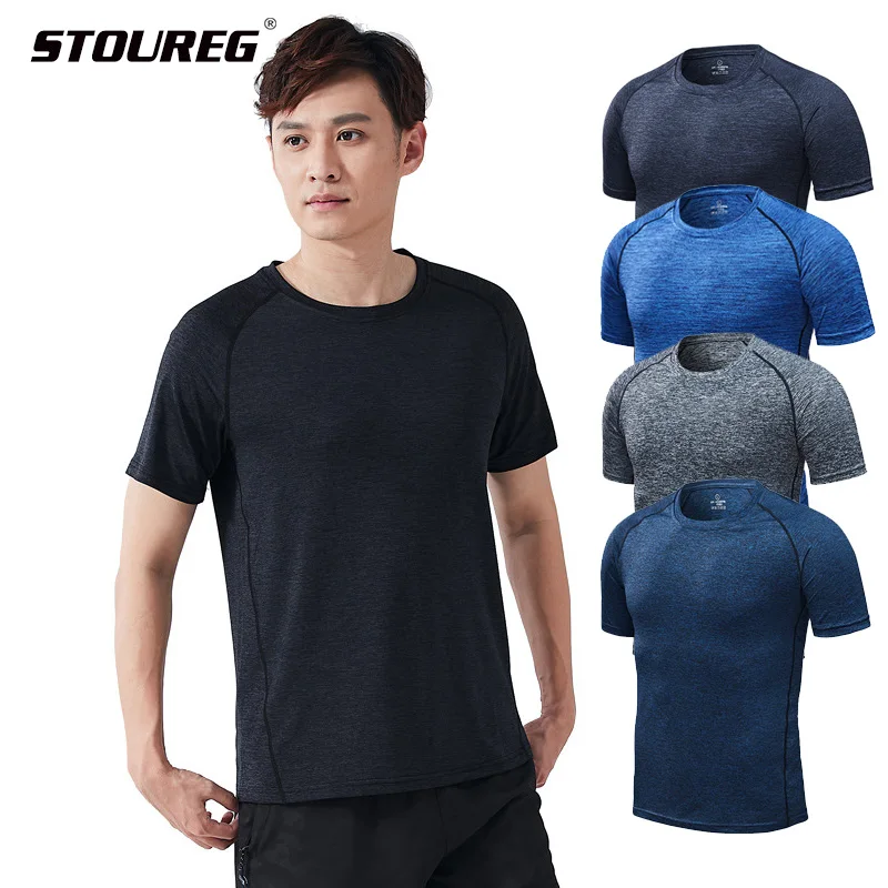 L-4XL мужские футболки для бега быстросохнущие спортивные тренировочная футболка
