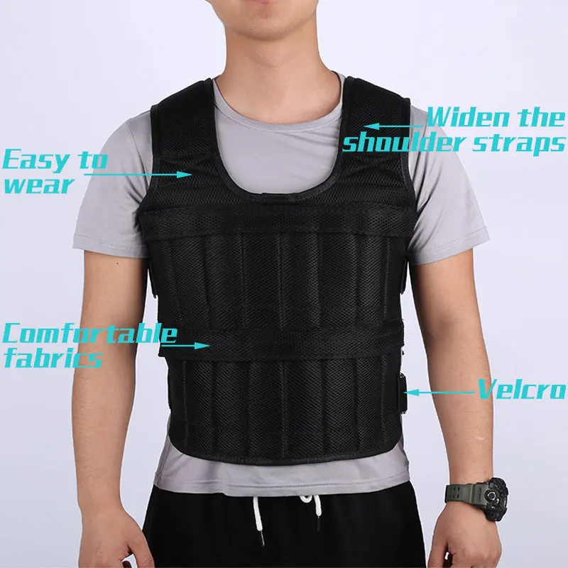 

30KG Exercise Loading Weight Vest Boxing Running Sling Weight Training Workout Fitness Adjustable Waistcoat Jacket Sand Clothing