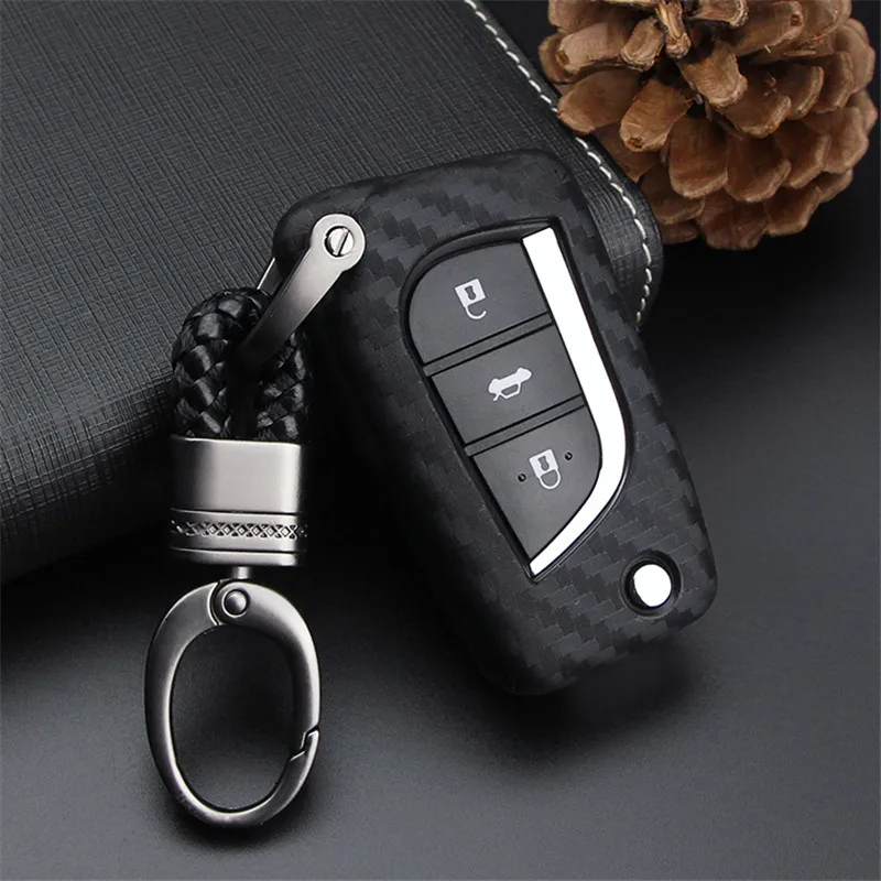 Мягкий силиконовый чехол для ключей от машины Peacekey из углеродного волокна Toyota
