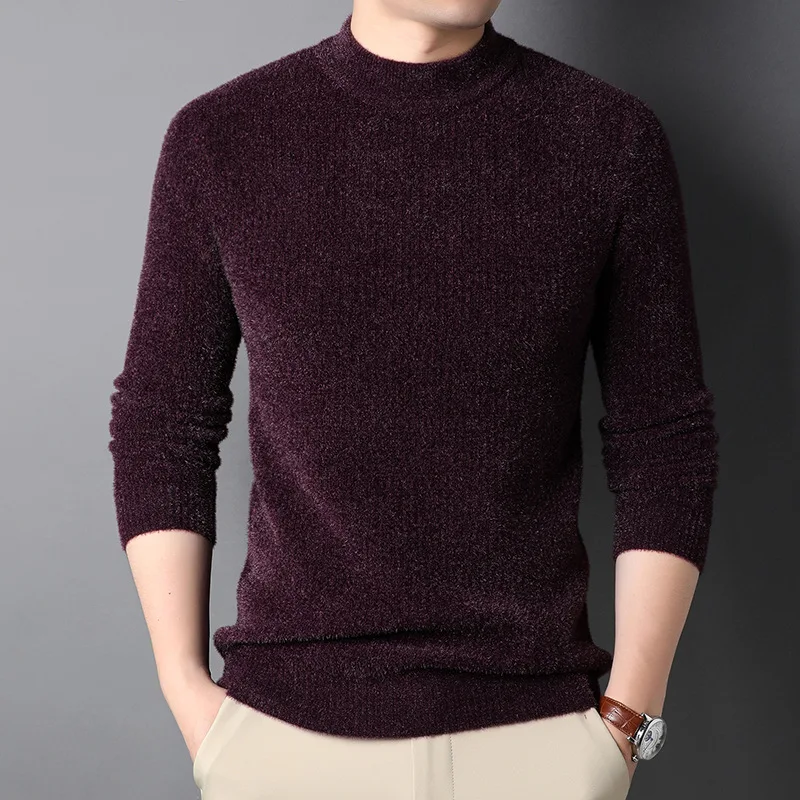 

Top Quality Thick Warm New Autum Winter Fashion Brand Solid Knit Half Turtle Neck Men Trendy Sweater Casual Mens Clothes