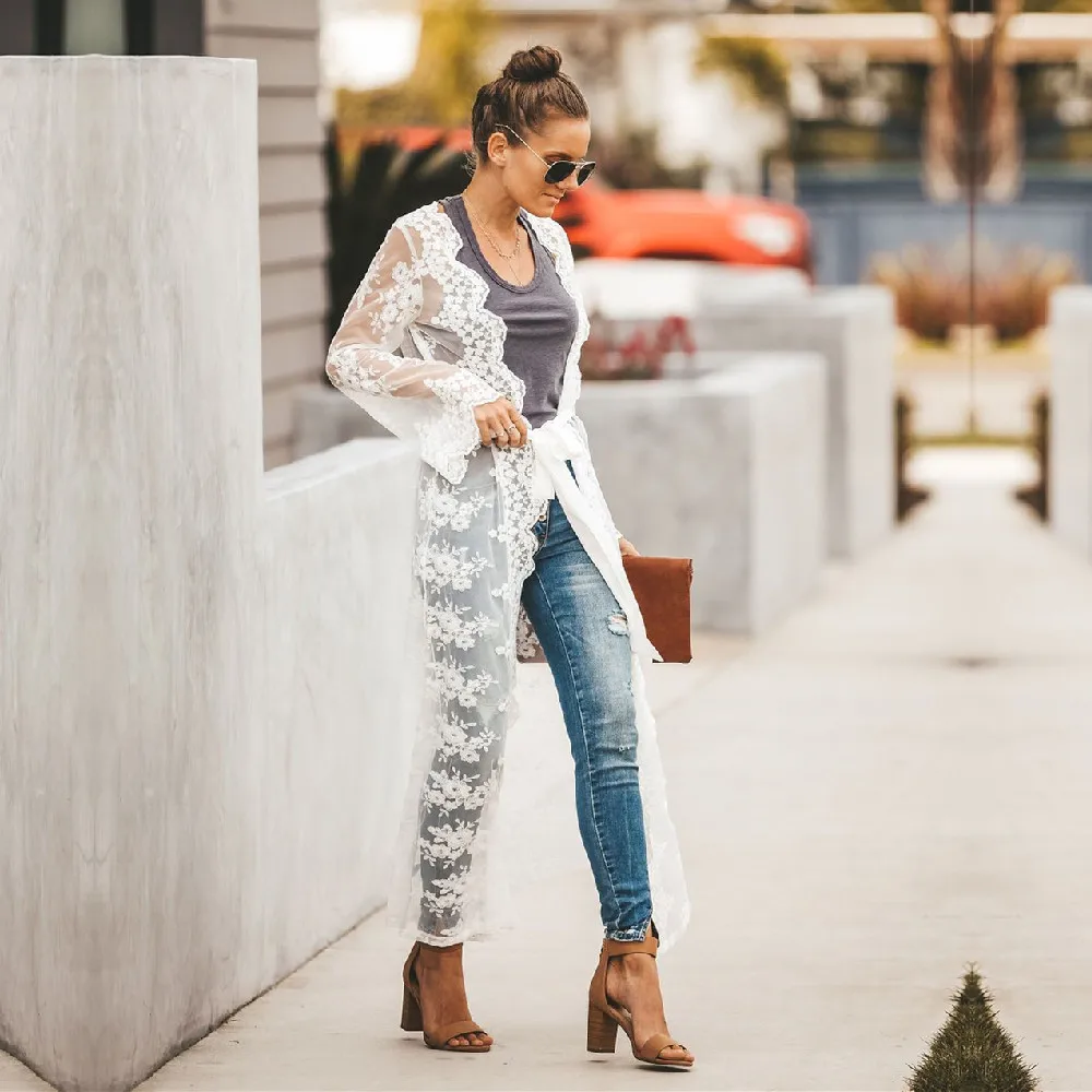 Туника для пляжа длинное кружевное пляжное платье женская накидка плавания