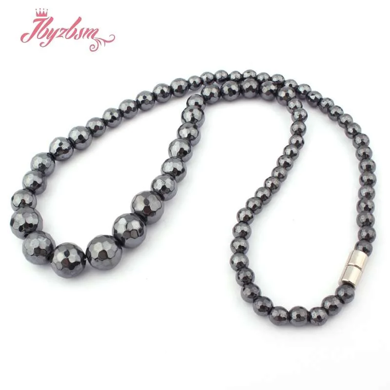 Черные Круглые граненые (без магнита) гематитовые бусины из натурального камня