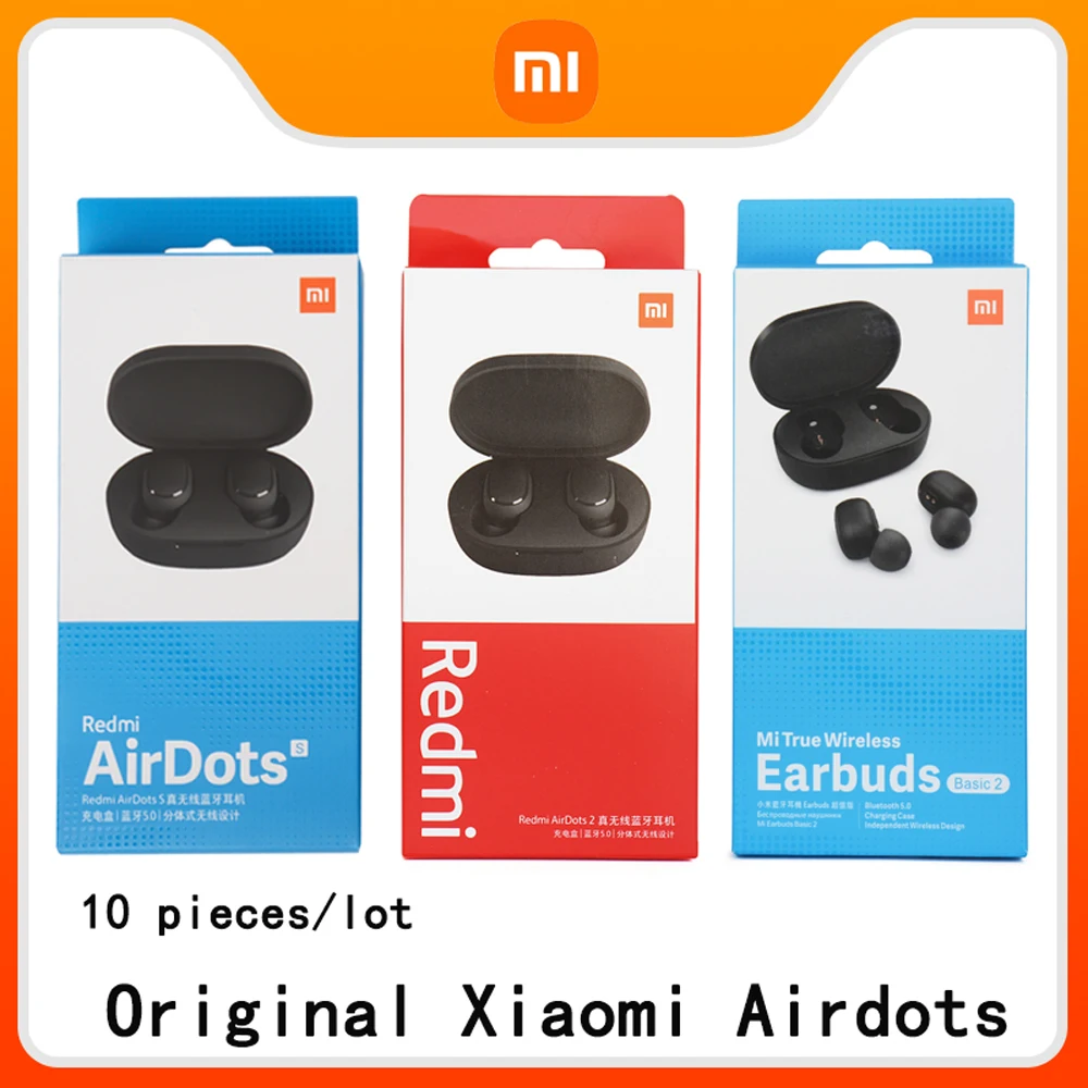 

TWS наушники Xiaomi Redmi Airdots 2, беспроводные наушники с микрофоном, с управлением искусственным интеллектом, 10 шт./лот