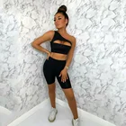 Спортивный бюстгальтер на одно плечо с высокой талией, леггинсы для бега, спортивный комплект 2021, сексуальный женский комплект для йоги, новая одежда для спортзала, короткий топ