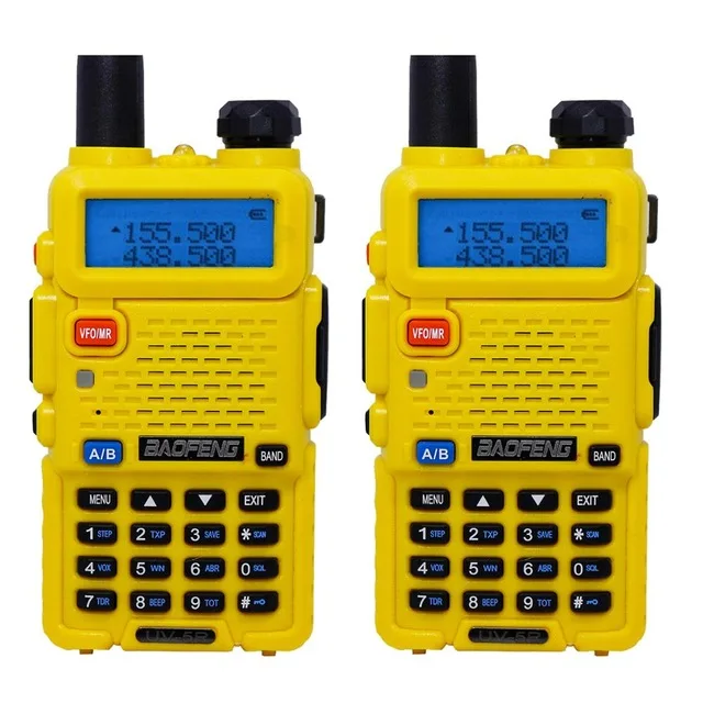 yellow 2 шт Baofeng BF-UV5R 5 Вт Любительская портативная рация UV-5R Двухдиапазонная двухсторонняя радиоантенна UV 5R+ 2 шт NA-771 антенна и гарнитура - Цвет: yellow