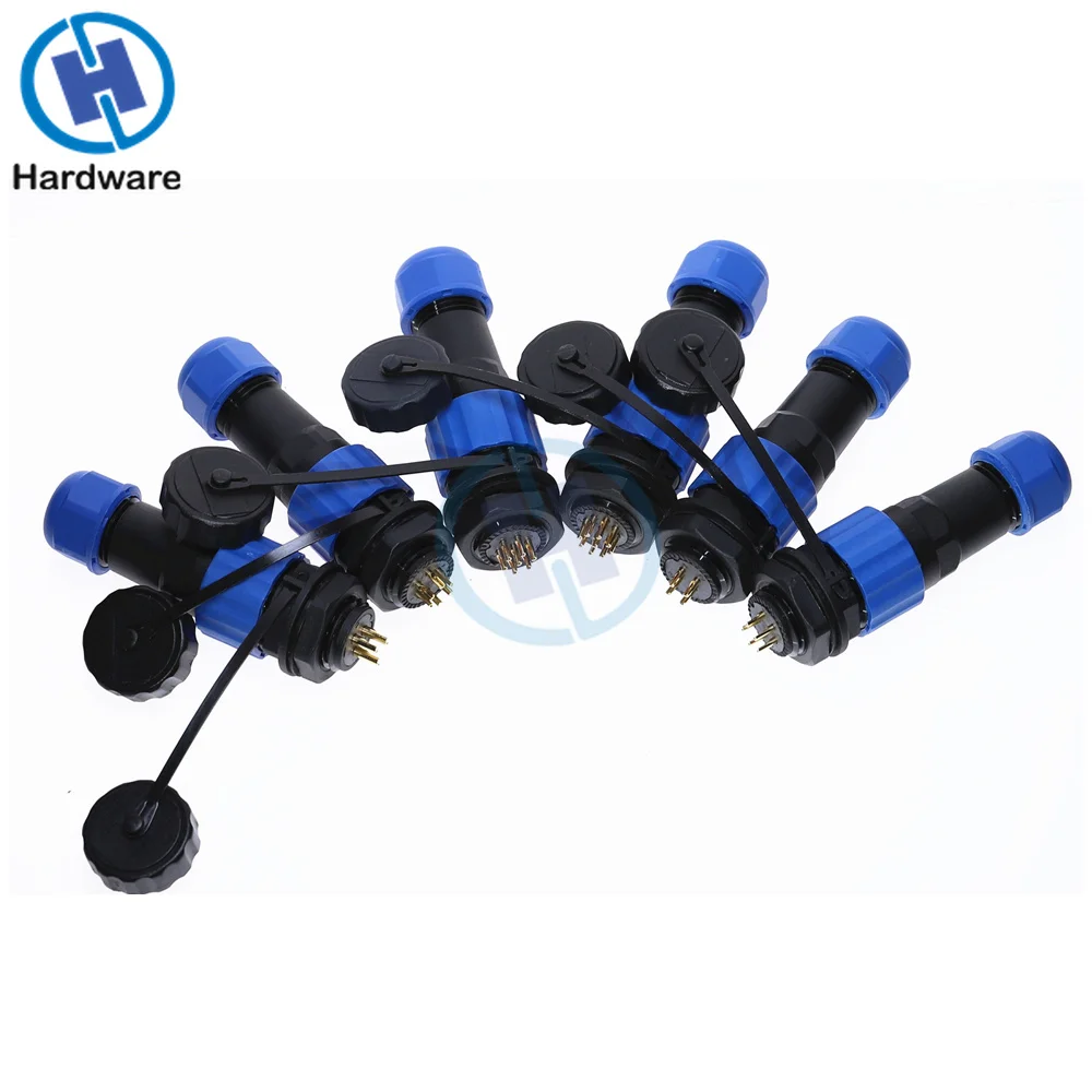 Водонепроницаемый разъем штекер и гнездо 2/3/4/5/6/7/8/9 контактов Панельное крепление