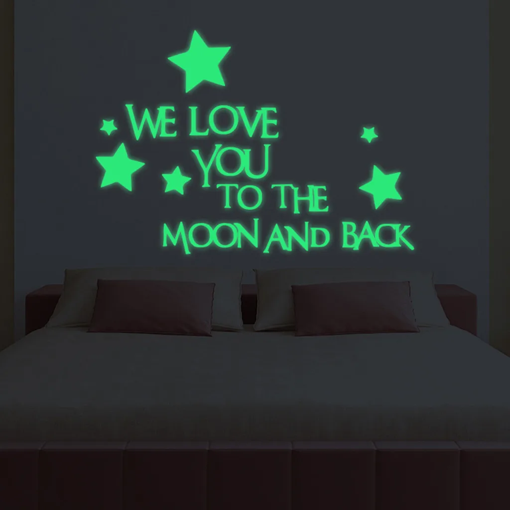 3D Наклейка на стену с надписью We Love You To The Moon And Back | Дом и сад