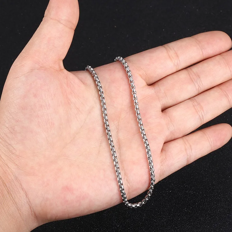 3 мм из нержавеющей стали квадратное жемчужное ожерелье DIY Ювелирная коробка цепь