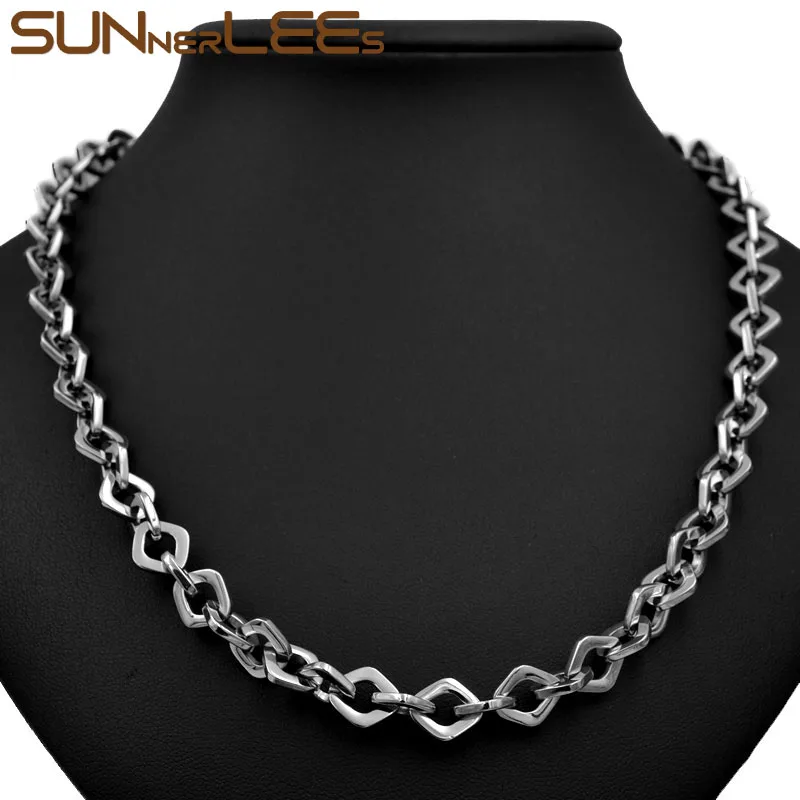 Цепочка SUNNERLEES из нержавеющей стали 316L ожерелье 9 мм с геометрическими звеньями