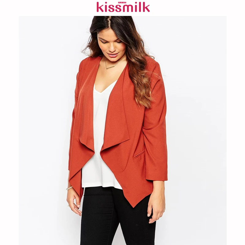 Kissmilk 2020 размера плюс женское Новое модное однотонное красное пальто с отложным