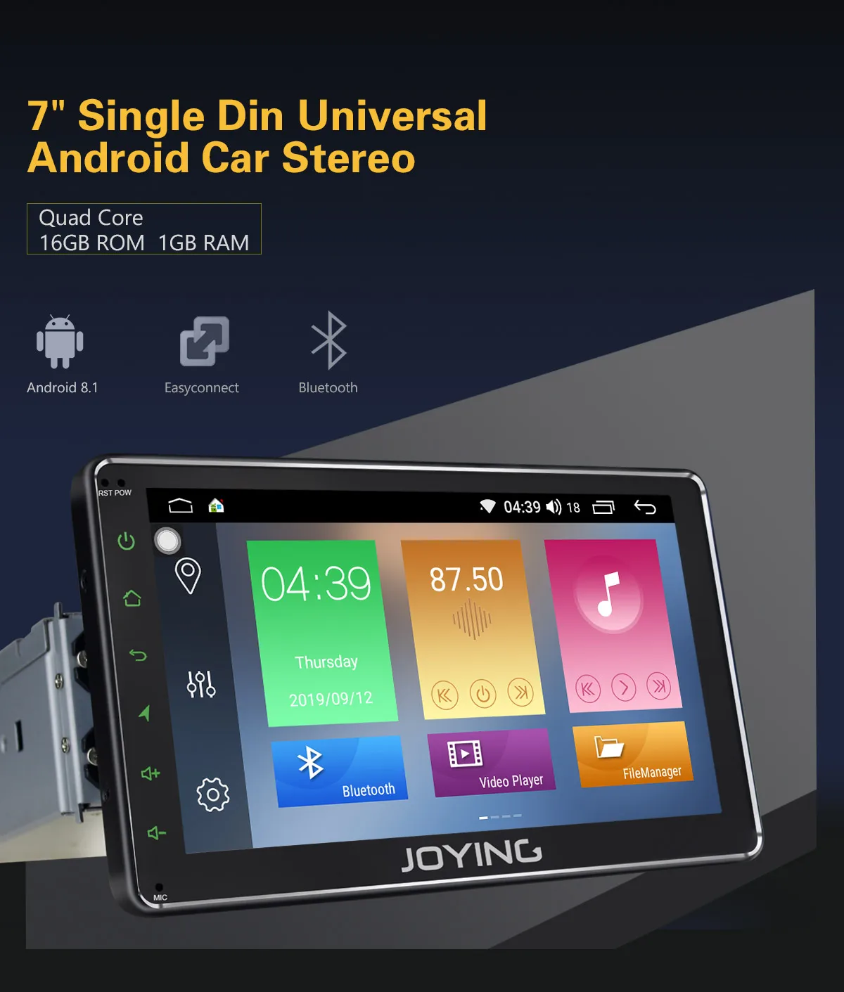 Joying Android 8,1 Авторадио автомобиля 1 один DIN 7 ''головное устройство HD мультимедиа для стерео-Радио автомобильной Bluetooth FM wifi Зеркало Ссылка