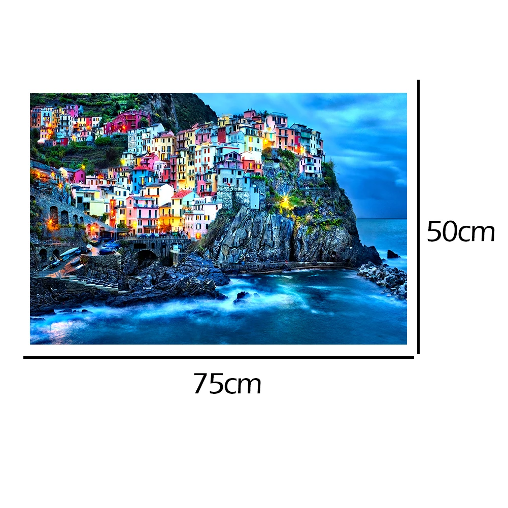 

1000pcs Fishing Village Paper Puzzles Adults Kids Picture Jigsaw Pressure Relief Children Portable Interactive Present