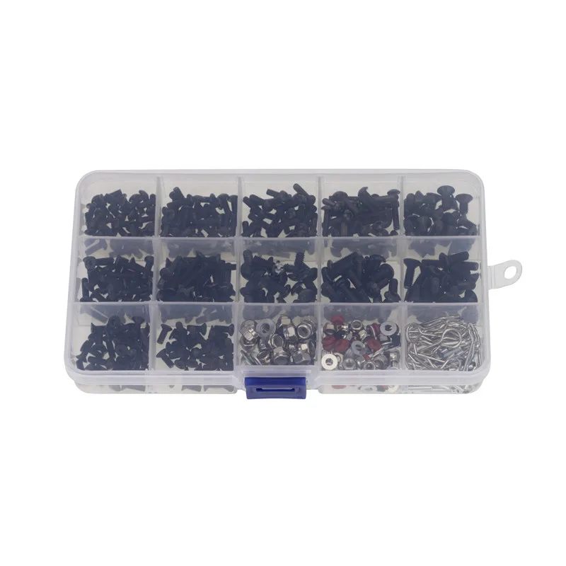 

500Pcs Totally Various Sizes M3 M4 Metal Screws Nuts Box Set Replacement Parts For 1/10 RC Crawler Car Axial SCX10 TRX4 Redcat
