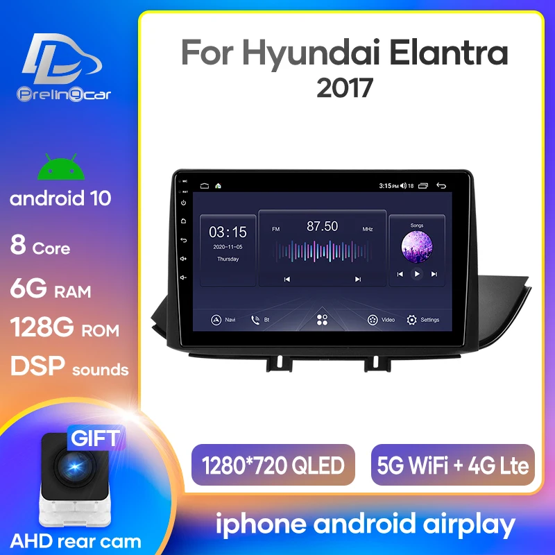

Автомагнитола Prelingcar, Android 10, для Hyundai elantra 2017, мультимедийный видеоплеер, GPS-навигация, без DVD, 2 Din, Восьмиядерный, 2.5D IPS