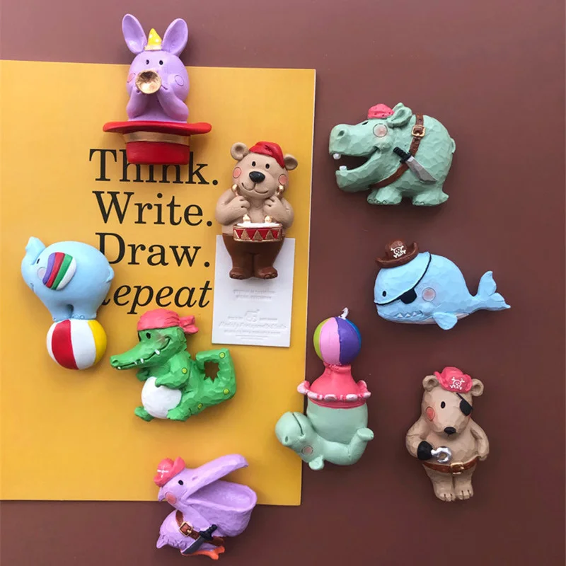 3D холодильник магнитные наклейки смолы цирк животных пиратский магнит на с