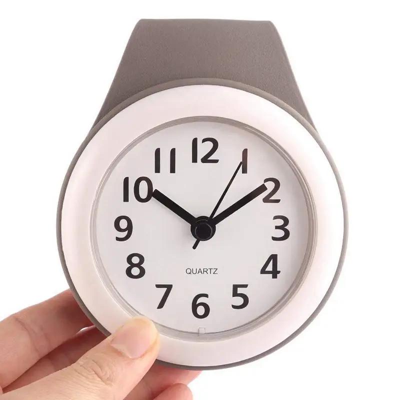 Ванная комната Водонепроницаемый Анти туман присоска настенные часы модные с