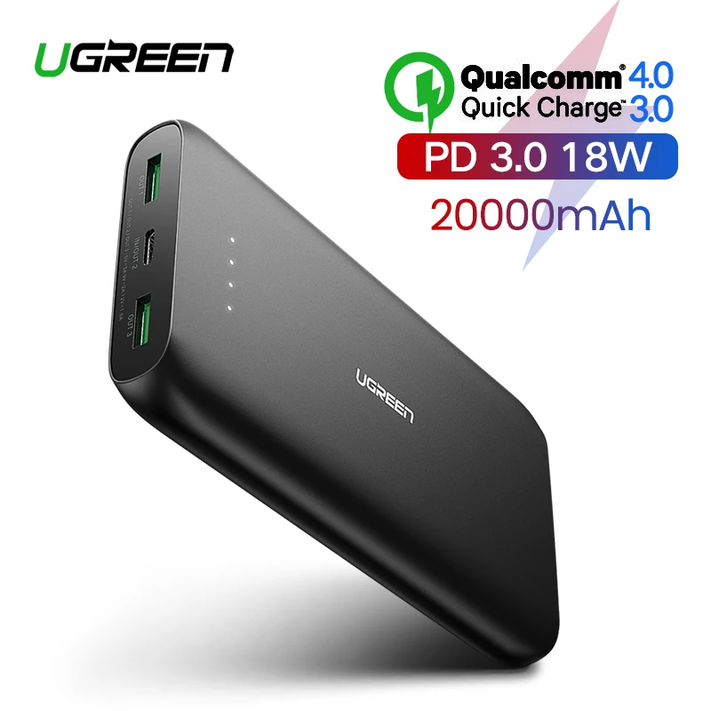 Ugreen внешний аккумулятор 20000 мАч, быстрое зарядное устройство для телефона, быстрая зарядка 4,0 QC3.0, портативный внешний аккумулятор для iPhone 11, XiaoMi PD, внешний аккумулятор
