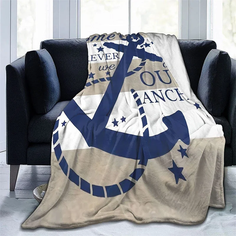 

Home Is Wherever We Drop Our Anchor Navajo Cubre Camara Green Throw Blanket 3D Print On Demand Sherpa Super Comfortable For Sofa