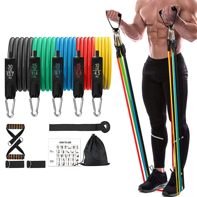 Латексные Эспандеры 11 шт./компл. тренировочные трубы для йоги резиновые