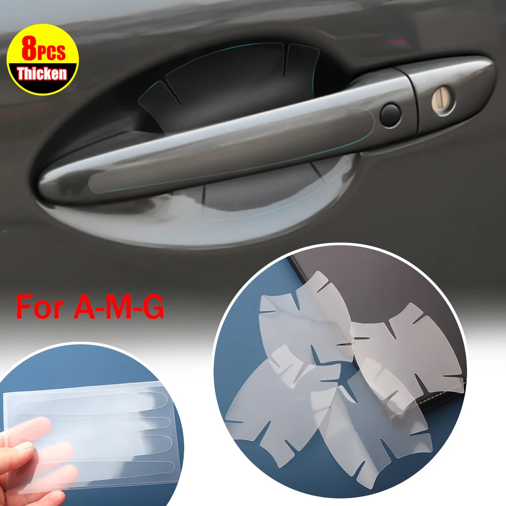 

8pcs Transparent Car AMG Badge Sticker Door Handle Protector Decal Anti Scratch for Mercedes Benz A B R G Class GLK GLA GLB GLC