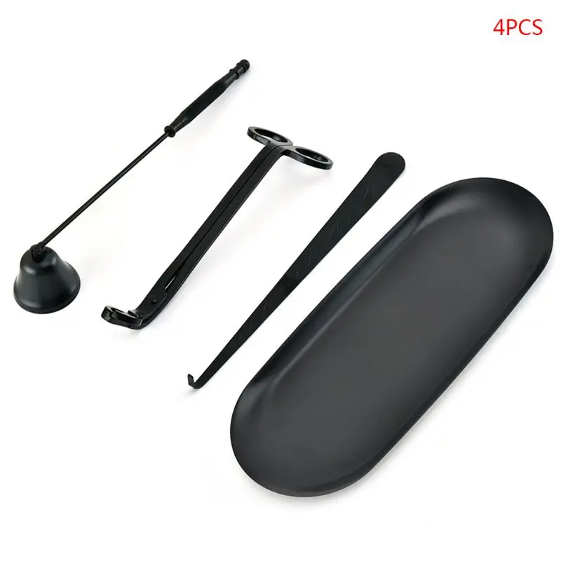 

4 Pcs Candle Accessory Set Snuffer Wick Trimmer Dipper Tray Plate Scissor Cutter 95AA