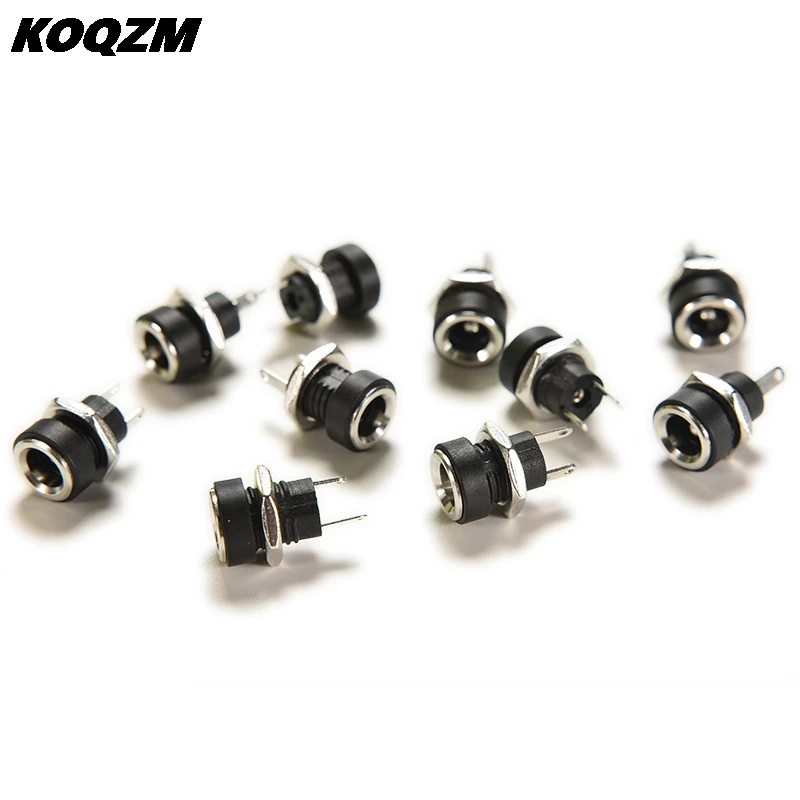 

10 Pcs 5.5mm x 2.1mm 3A 12 V DC Power Supply Jack Socket 2 Pin Plug Female Panel Mount Connector Adapter Converter with Nut