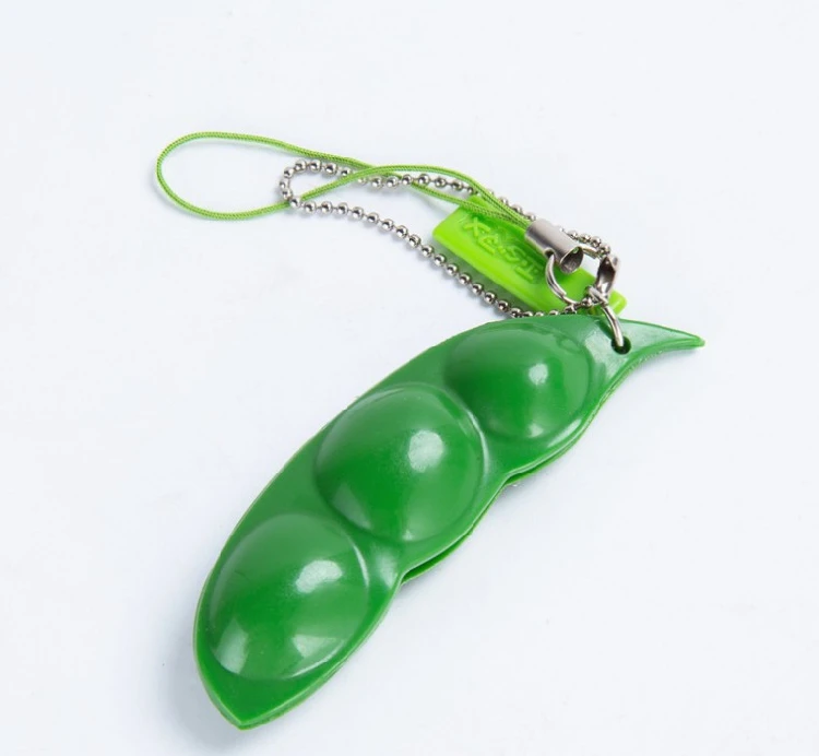 Креативный экструзионный горох бобов Сои Edamame стресс игрушка для снятия стресса брелок милый забавный брелок кольцо пати Подарочная сумка Подвески-безделушки