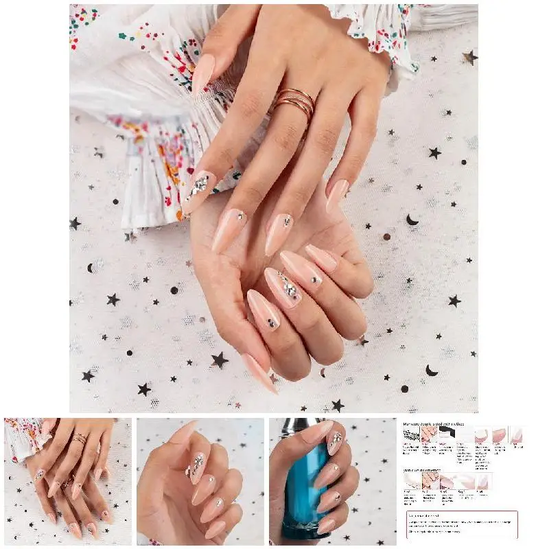 Лидер продаж 24 шт. японские фальшивые ногти в виде капли воды блестящие