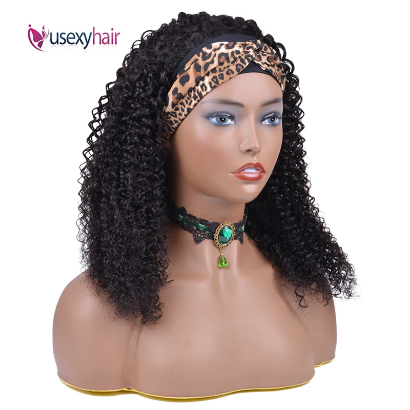 Парик с головной повязкой человеческие волосы 180 плотность вьющиеся