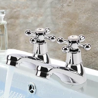 2x chrome twin basin taps hotcold water kitchen sink taps bathroom water faucet mixer taps home improvement kitchen accessory