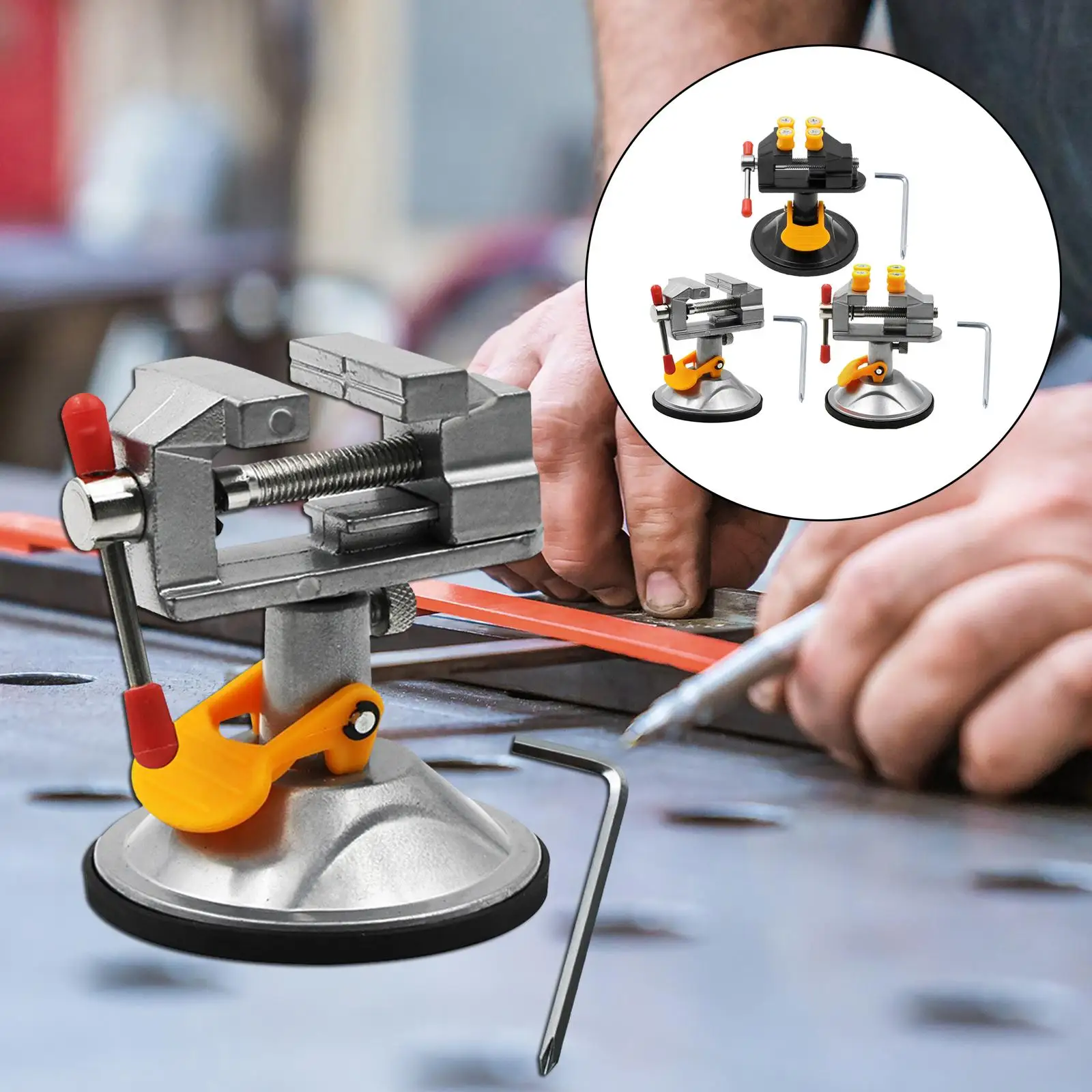 

Portable Swivel Vise, Clamp-on Vise Rotating Drill Stand for Home DIY Drilling Metalworking Sawing