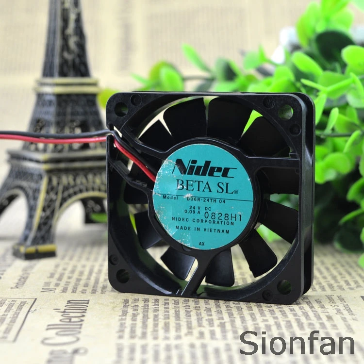 Для Nidec 6 см вентилятор 6015 Вентилятор охлаждения 24V 0.09A D06R-24TH 04 2 линии Тесты рабочих