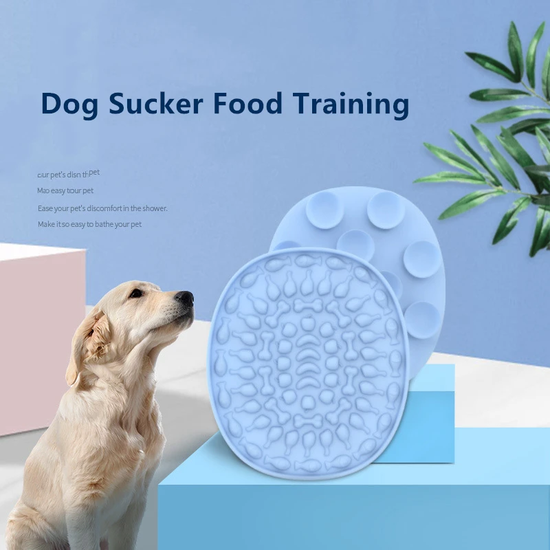 

Dog Sucker Lick Pad To Wall Food Distributing Mat Treat Washing Distraction Device Silicone Slow Feeder Pet Bathing Training