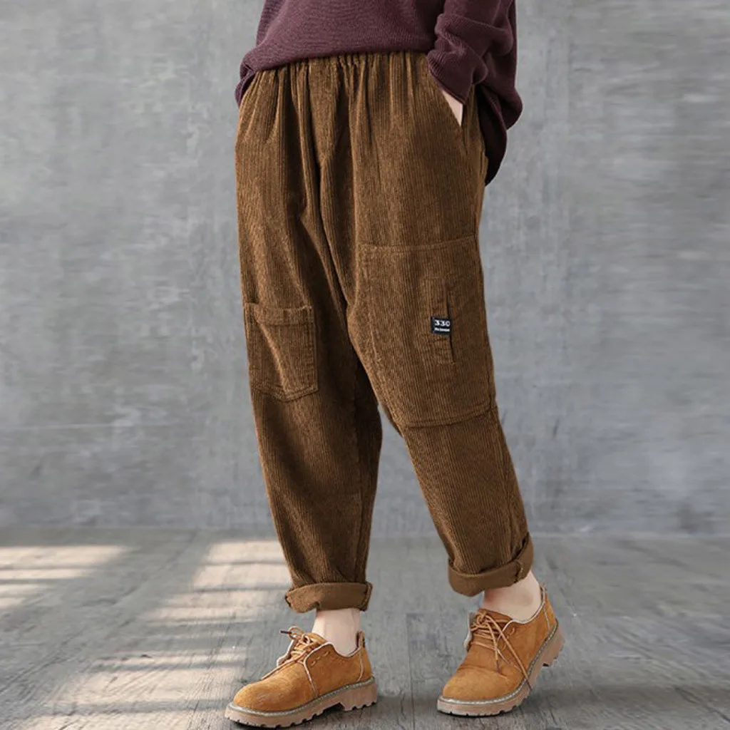 Женские свободные вельветовые брюки SAGACE повседневные большого размера с