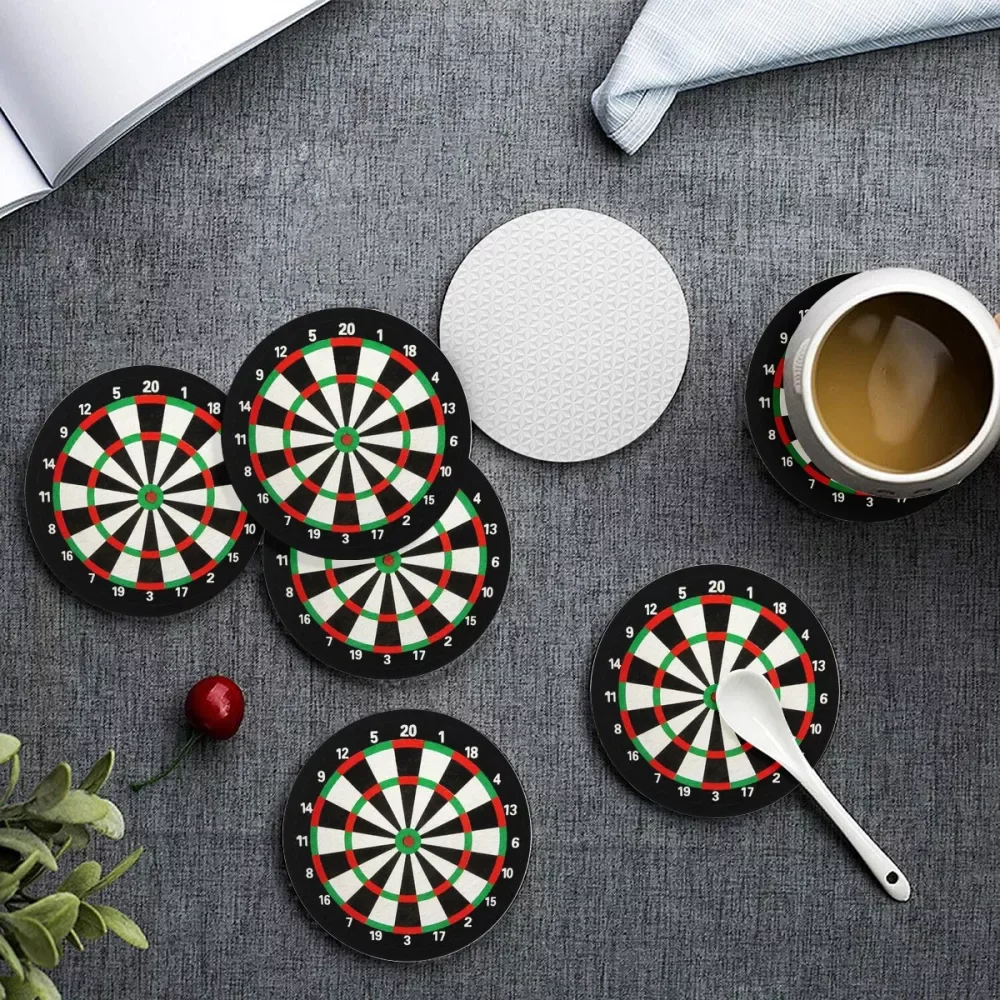 

6pcs/set Table Placemats Kitchen Utensils Coaster Heat-resistant Mini Dart Board Nonslip Pads Creative Cup Coasters Home Decor