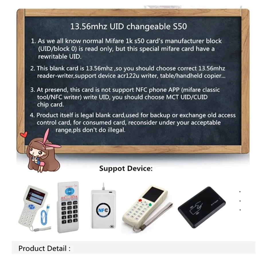 S50 1K 13,56 Mhz UID сменный брелок для ключей перезаписываемая IC карта дубликат клон жетон значок RFID карта контроля доступа 1 шт