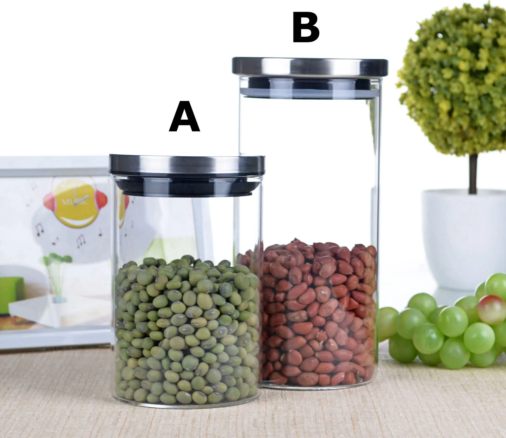 Lots Sized Heat Resistant Clear Glass Tea Candy Storage canister w/ Lid | Дом и сад