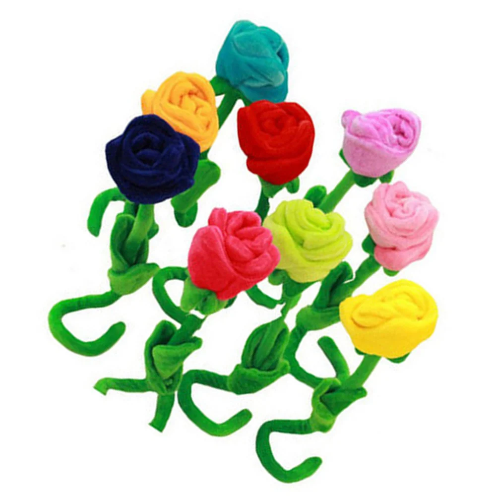 

9pcs 30cm Plush Rose Flower Colorful Stuffed Flowers With Bendable Stems Gift Decoration Random Color