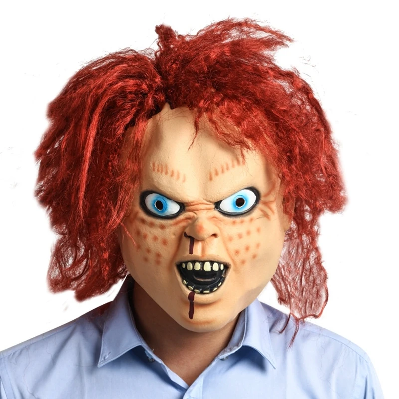 

Новая детская игровая маска Чаки страшный Хэллоуин страшные взрослые полная голова реквизит косплей костюм латексные маски