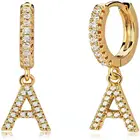 Серьги-кольца A-z с буквами алфавита женские, модные ювелирные украшения сделай сам с кубическим цирконием, 1 пара, 2021