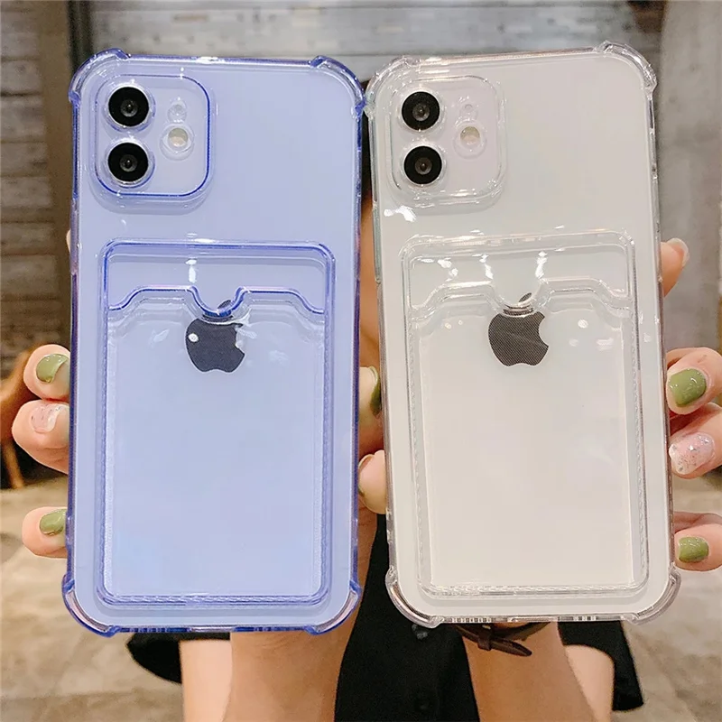 Прозрачный чехол для телефона с ремешком карт защитный камеры iPhone 11 12Pro Mini X XR XS Max 7