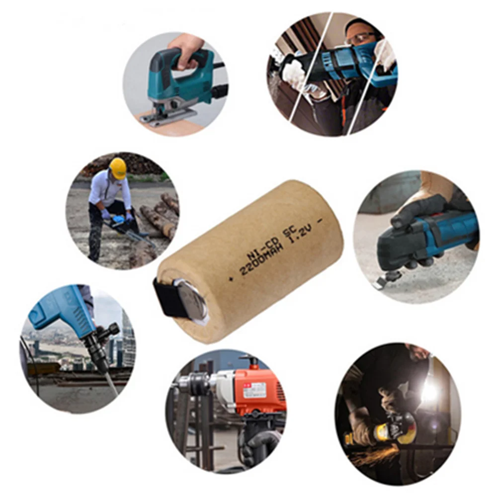 1-10pcs Screwdriver Electric Drill SC Batteries 1.2V 2200mah Sub C Ni-Cd Rechargeable Battey with Tab Power Tool NiCd SUBC Cells |