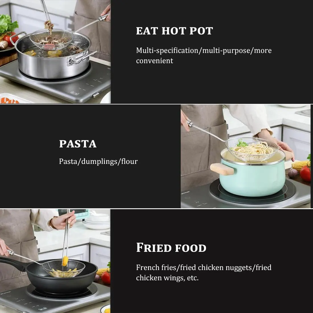 

Multi-functional Filter Spoon Stainless Steel Fine Mesh Wire Oil Skimmer Strainer Fried Food Net Kitchen Gadgets Cook Tools