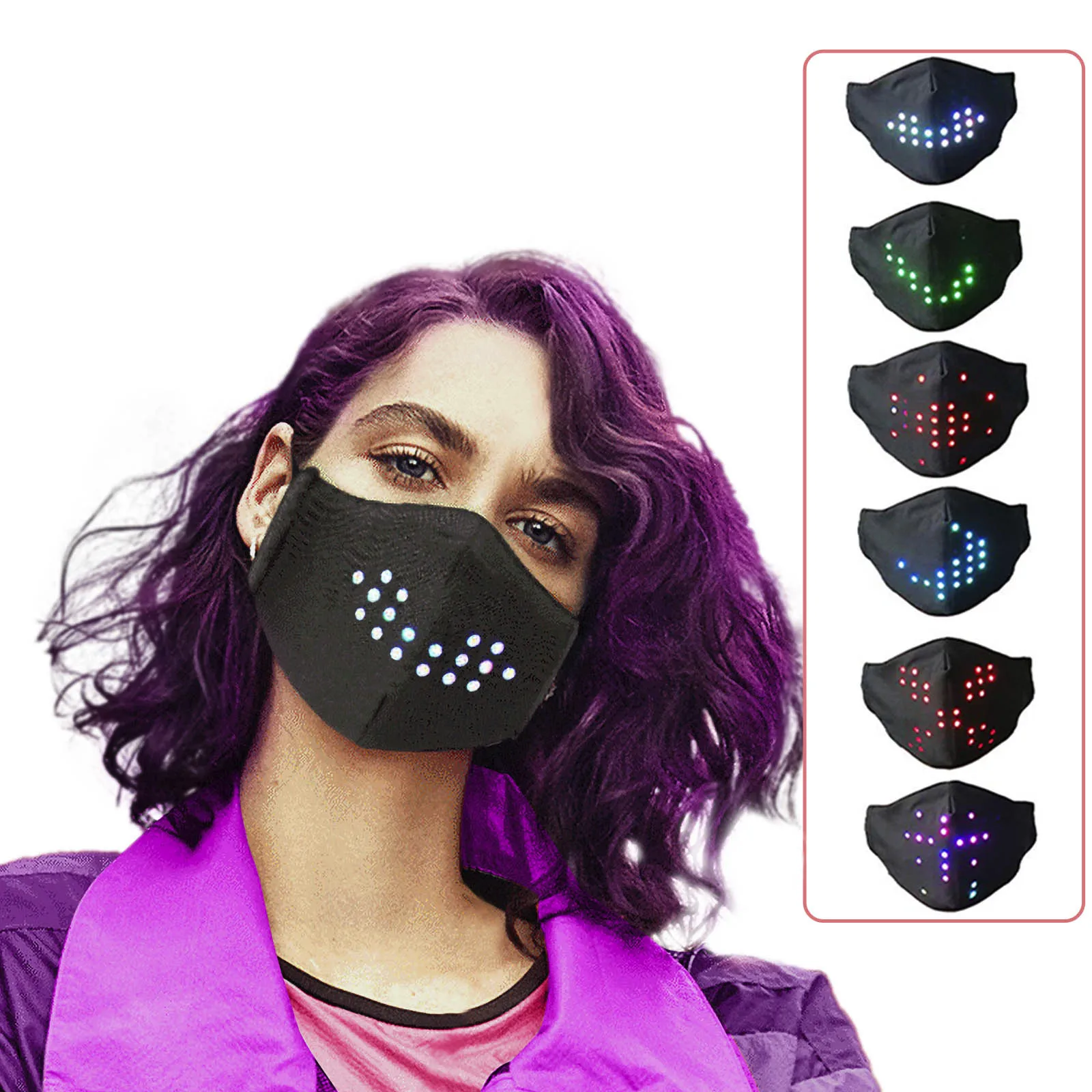 

Adult Hygiene Masks LED Voice-Activated Luminous Mask Mask Masquerade Festival Party Face Mask Reutilizable Anti-Dust