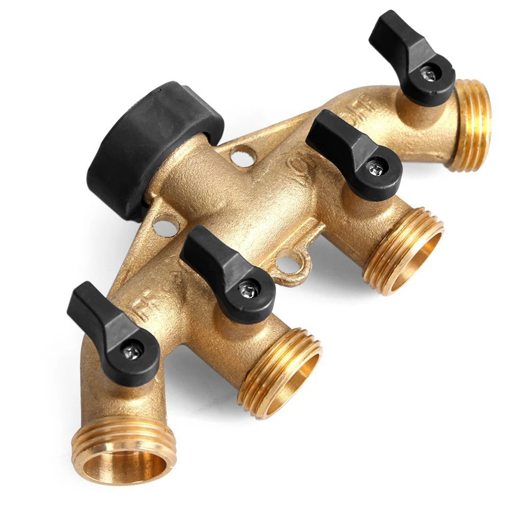 

Hose Splitter Tap Garden Hose Splitter Connector 4 Way Solid Brass Water Pipe Adaptor for Garden Lawn Irrigation