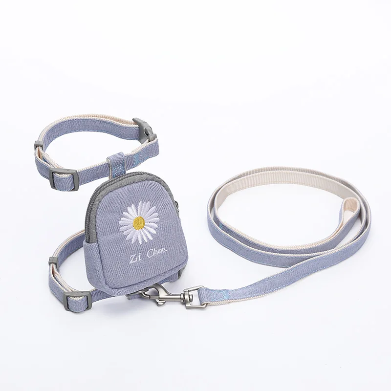 

Cat Collar With Bell Durable Adjustable Buckle Collar Pure Color Embroidery Chrysanthemum Pet Backpack Outdoor Pet Supplies