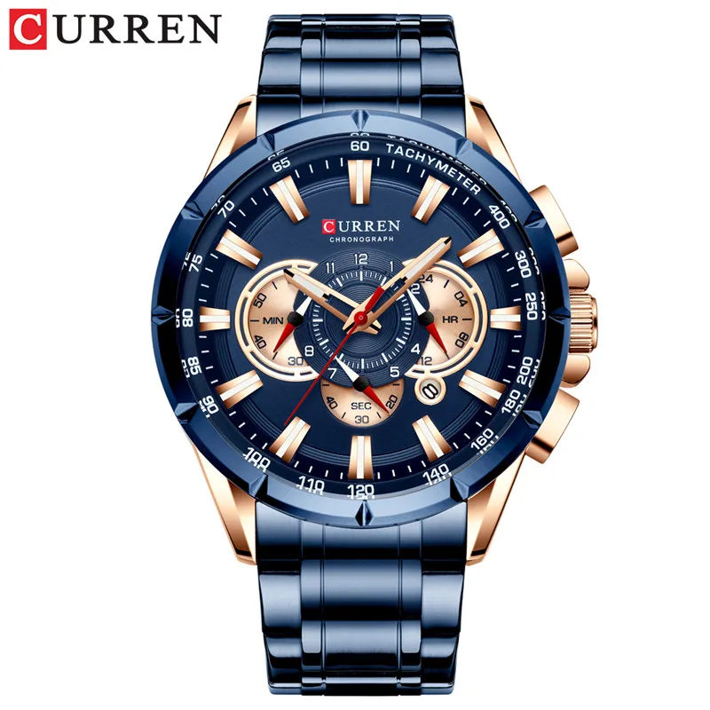 CU836301 without box CURREN, модные мужские наручные часы, водонепроницаемые, с хронографом, мужские часы, военные, лучший бренд, роскошные, из нержавеющей стали, спортивные мужские часы, 8363 - Цвет: CU836301 without box